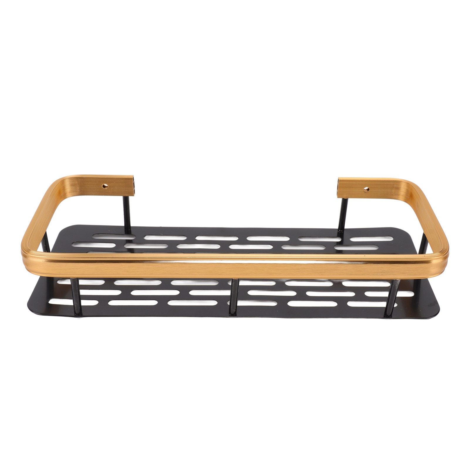 Shower Caddy Single Tier Durable Aluminium Rustproof Sticker Installation Shower Shelf for Bathroom Bedroom Kitchen Black Gold - Image 4