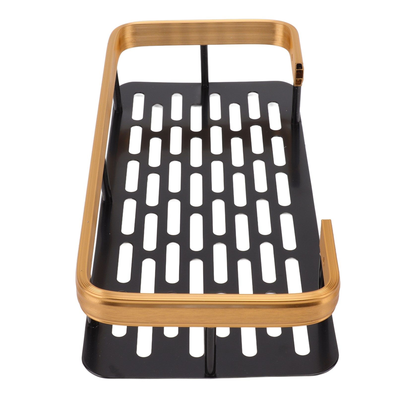 Shower Caddy Single Tier Durable Aluminium Rustproof Sticker Installation Shower Shelf for Bathroom Bedroom Kitchen Black Gold - Image 7