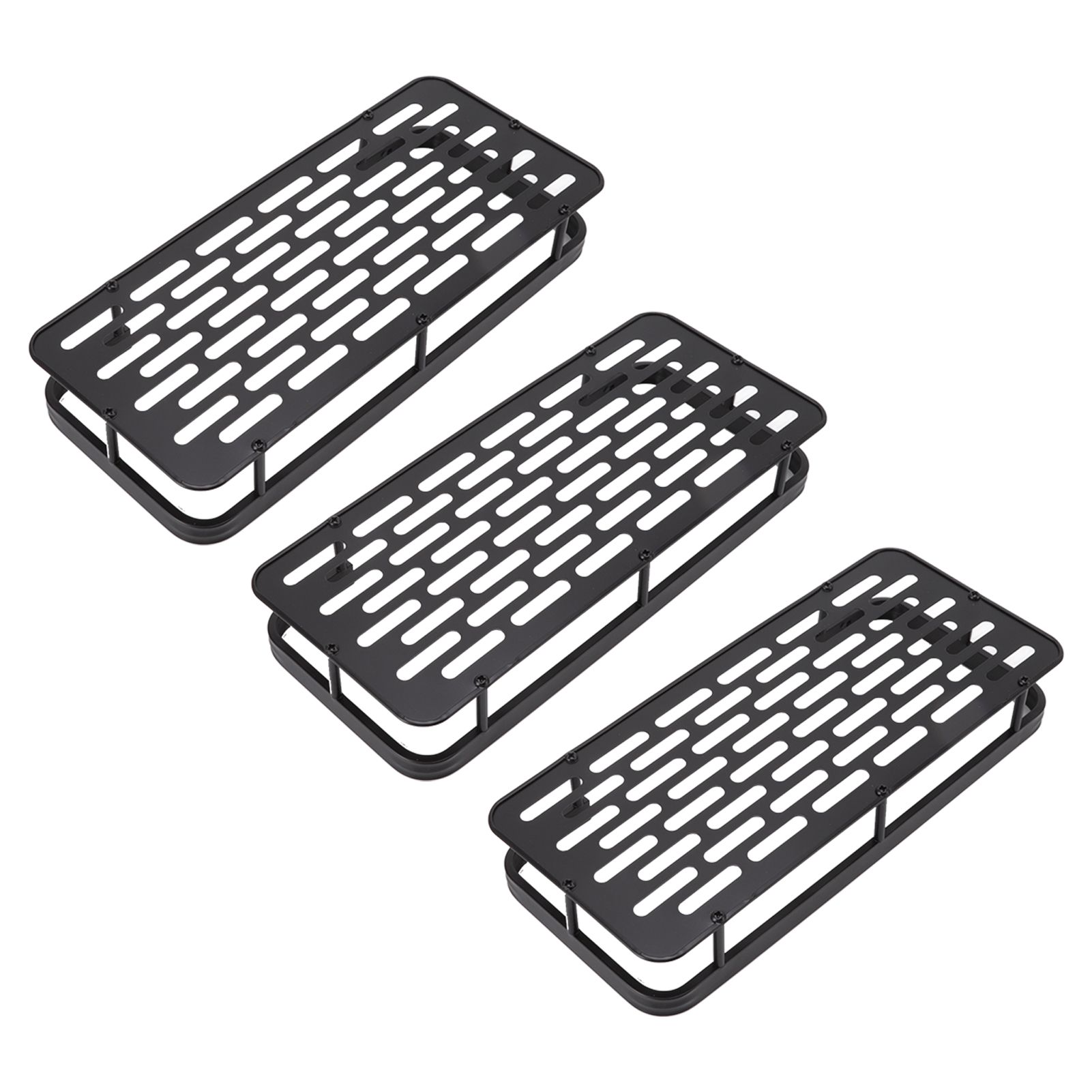 Shower Storage Rack 3 Layers Punch Free Rectangle Aluminum Shower Shelf Basket for Home Bathroom Black - Image 2