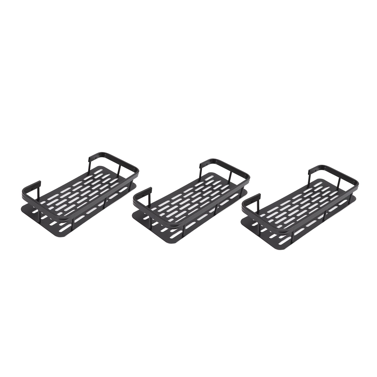 Shower Storage Rack 3 Layers Punch Free Rectangle Aluminum Shower Shelf Basket for Home Bathroom Black - Image 5