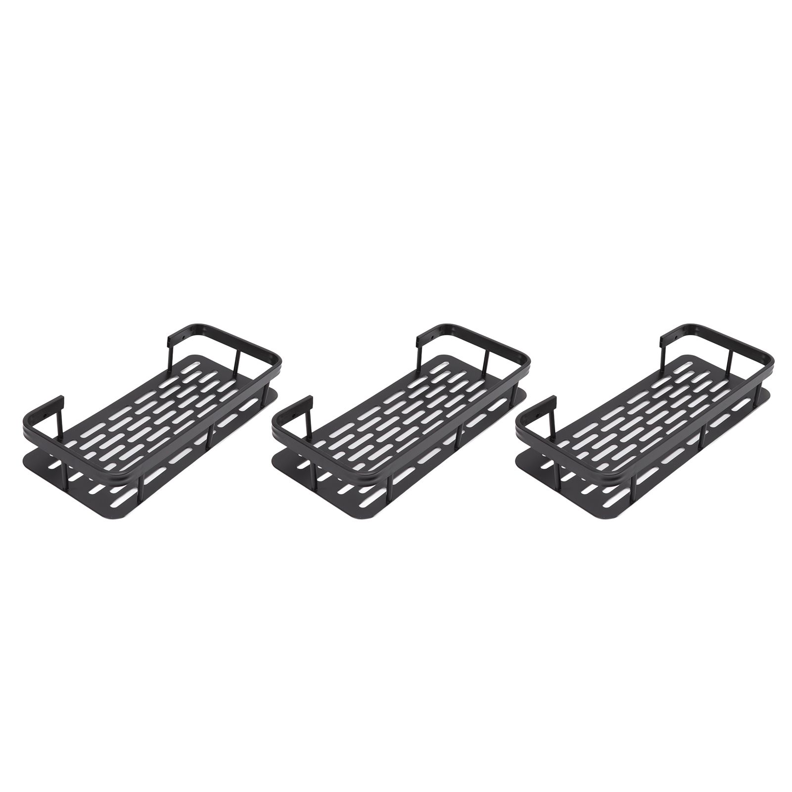 Shower Storage Rack 3 Layers Punch Free Rectangle Aluminum Shower Shelf Basket for Home Bathroom Black - Image 7