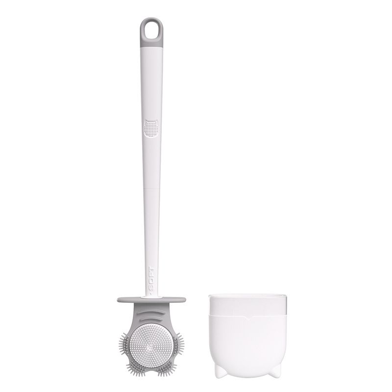 Toilet Brush Dual Color Double Sided Plastic with Detachable Handle Cat Claw Shaped Toilet Cleaning Tool for Home White - Image 1