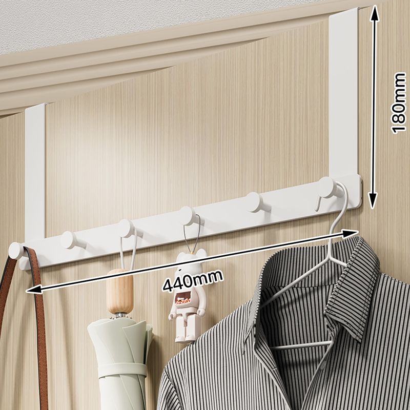 Door Hook Hanger Punch Free Seamless Long Arm Quiet Aluminum Over Door Hooks for Bedrooms Bathrooms White 6 Hooks - Image 1