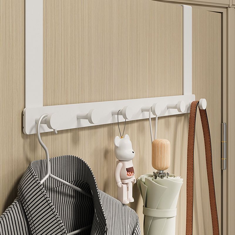 Door Hook Hanger Punch Free Seamless Long Arm Quiet Aluminum Over Door Hooks for Bedrooms Bathrooms White 6 Hooks - Image 2
