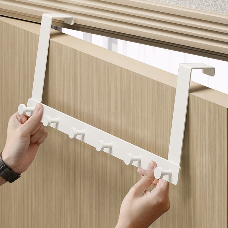 Door Hook Hanger Punch Free Seamless Long Arm Quiet Aluminum Over Door Hooks for Bedrooms Bathrooms White 6 Hooks - Image 3