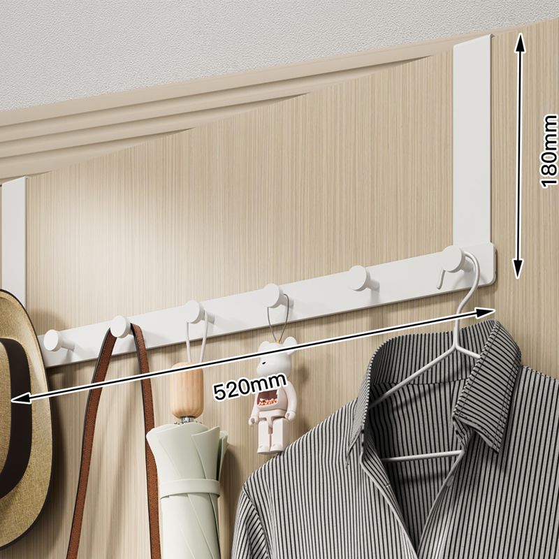 Door Hook Hanger Punch Free Seamless Long Arm Quiet Aluminum Over Door Hooks for Bedrooms Bathrooms White 7 Hooks - Image 1