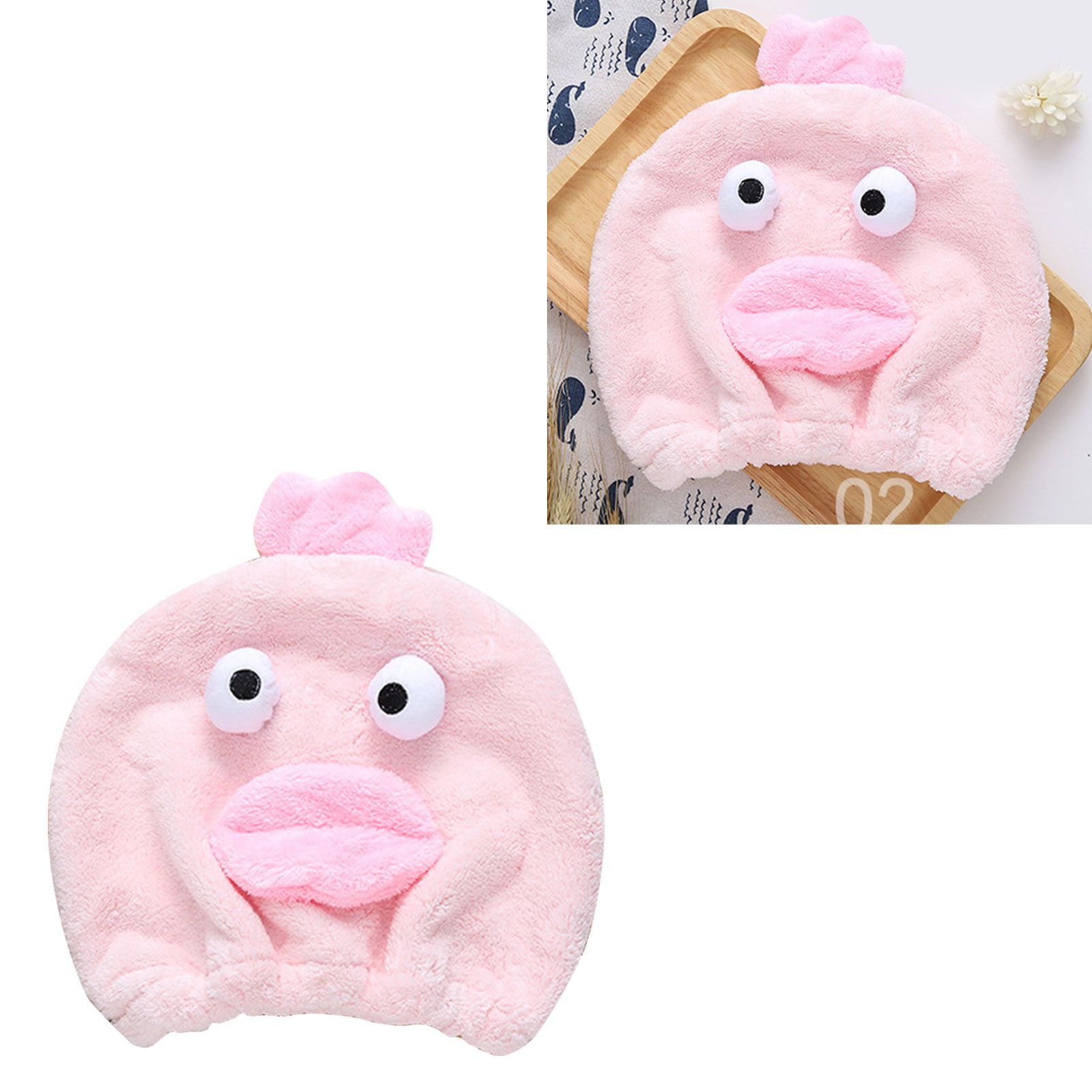Quick Dry Hair Hat Elastic Strong Water Absorption Fine Fiber Skin Friendly Cartoon Hair Drying Towel Pink - Image 5