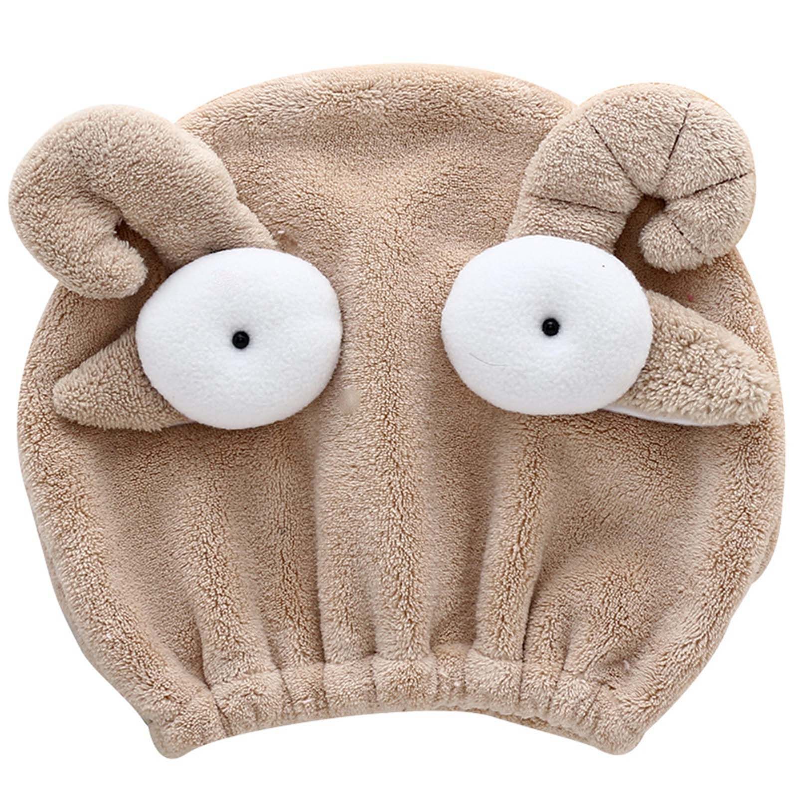 Quick Dry Hair Hat Elastic Strong Water Absorption Fine Fiber Skin Friendly Cartoon Hair Drying Towel Camel - Image 1