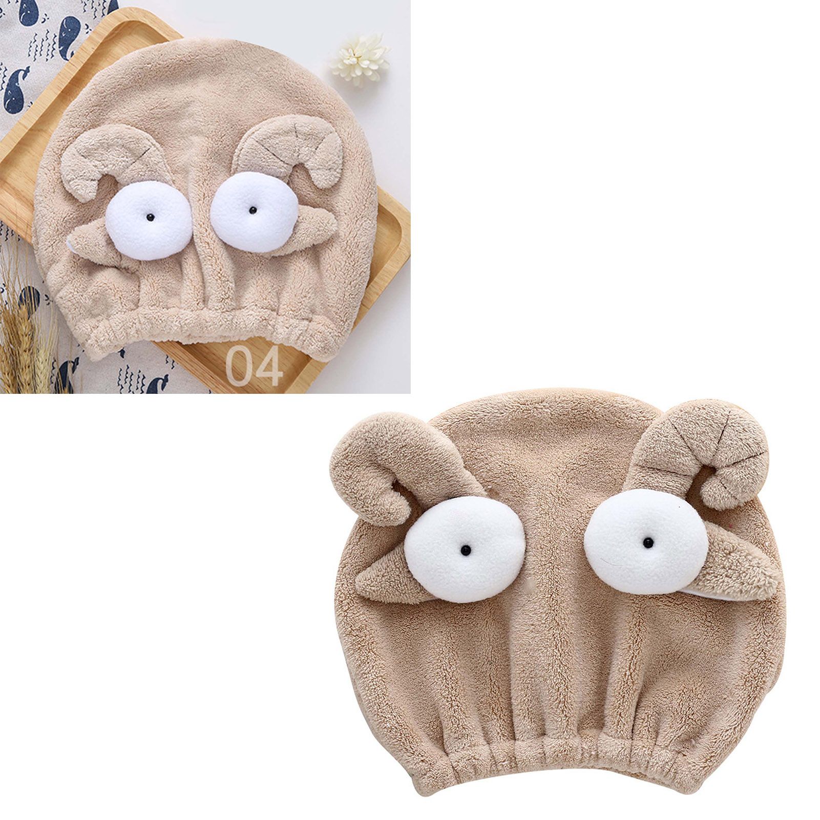 Quick Dry Hair Hat Elastic Strong Water Absorption Fine Fiber Skin Friendly Cartoon Hair Drying Towel Camel - Image 5