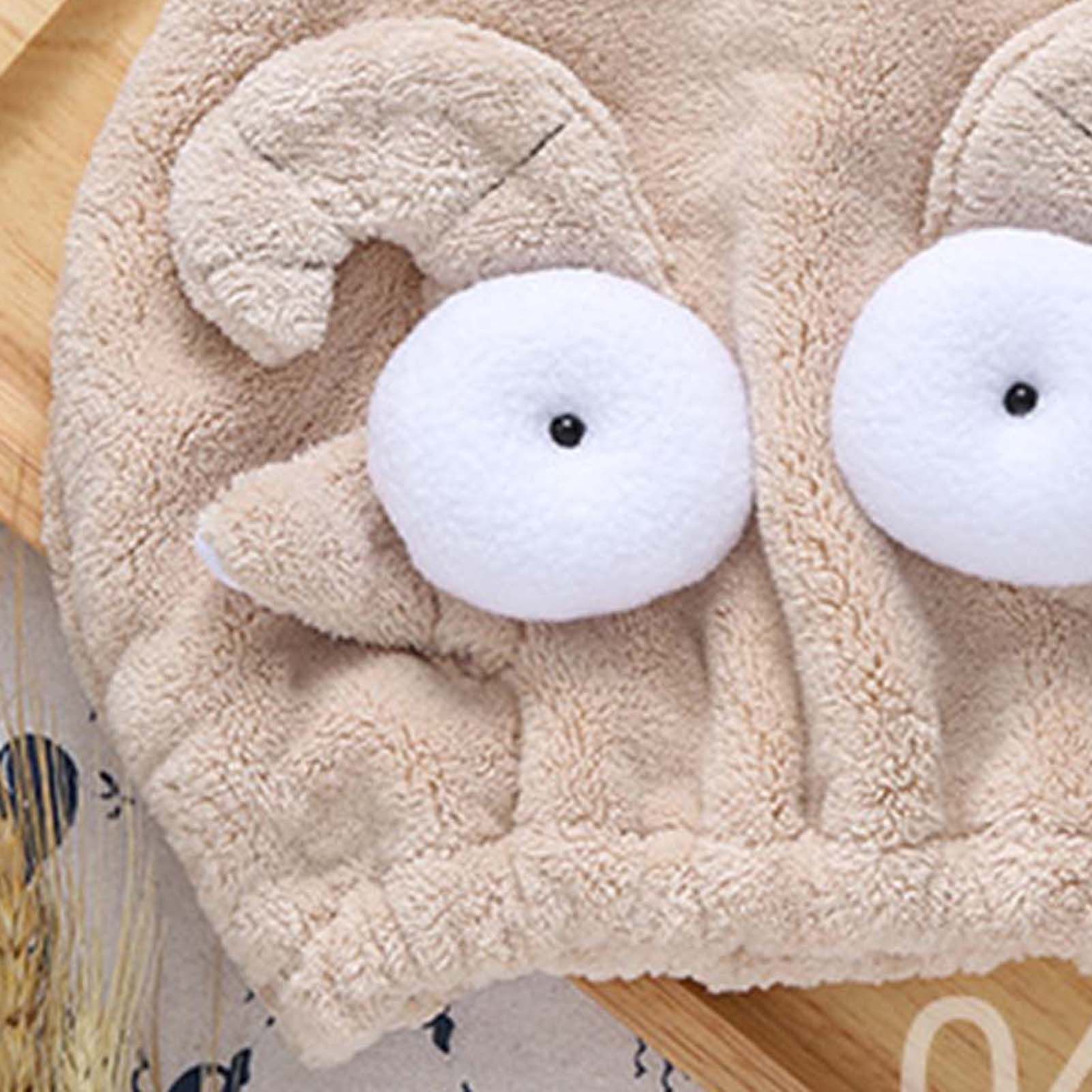 Quick Dry Hair Hat Elastic Strong Water Absorption Fine Fiber Skin Friendly Cartoon Hair Drying Towel Camel - Image 7