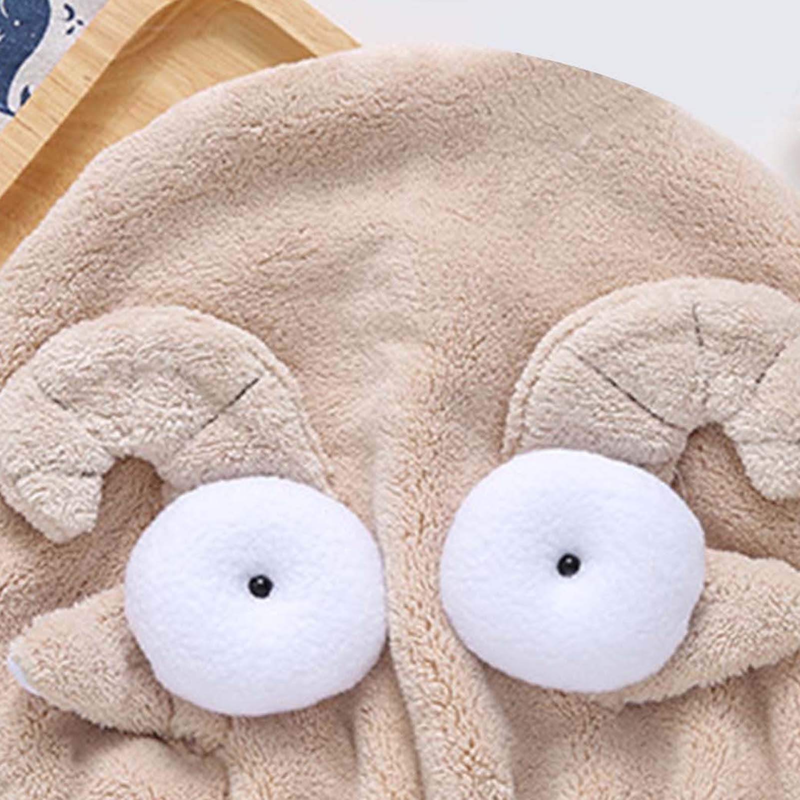 Quick Dry Hair Hat Elastic Strong Water Absorption Fine Fiber Skin Friendly Cartoon Hair Drying Towel Camel - Image 8