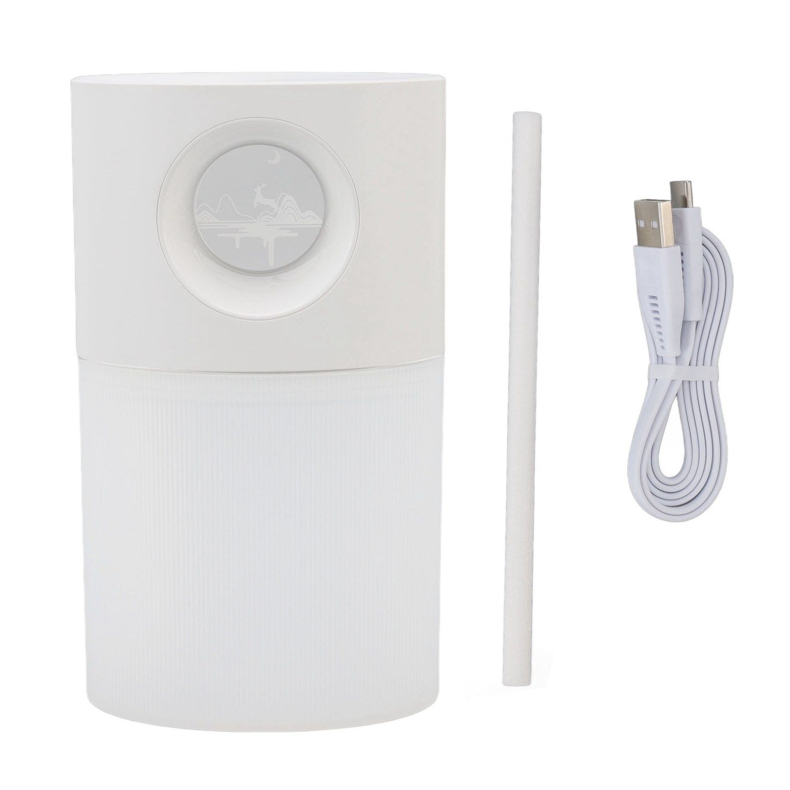 Mini Humidifier Quiet USB Rechargeable Fine Mist Portable Desktop Humidifier with Night Light for Home Office 350ml White - Image 1