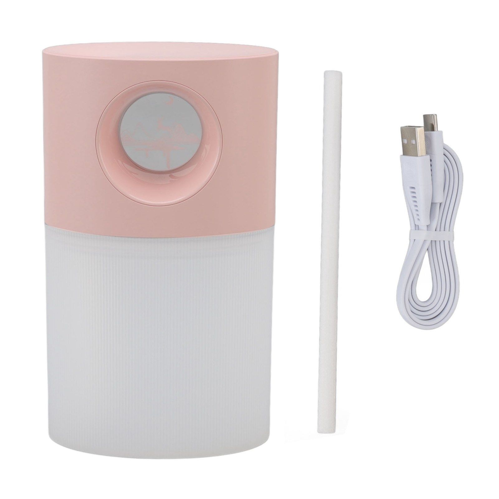 Mini Humidifier Quiet USB Rechargeable Fine Mist Portable Desktop Humidifier with Night Light for Home Office 350ml Pink - Image 1