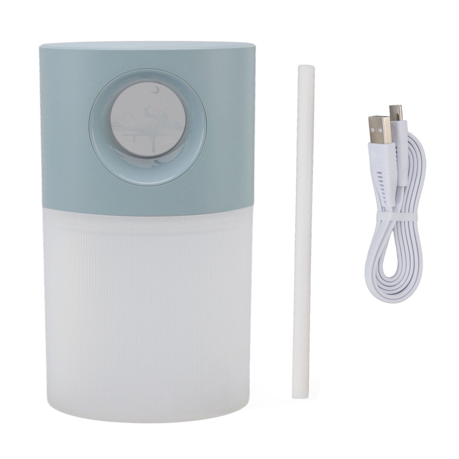Mini Humidifier Quiet USB Rechargeable Fine Mist Portable Desktop Humidifier with Night Light for Home Office 350ml Blue - Image 1