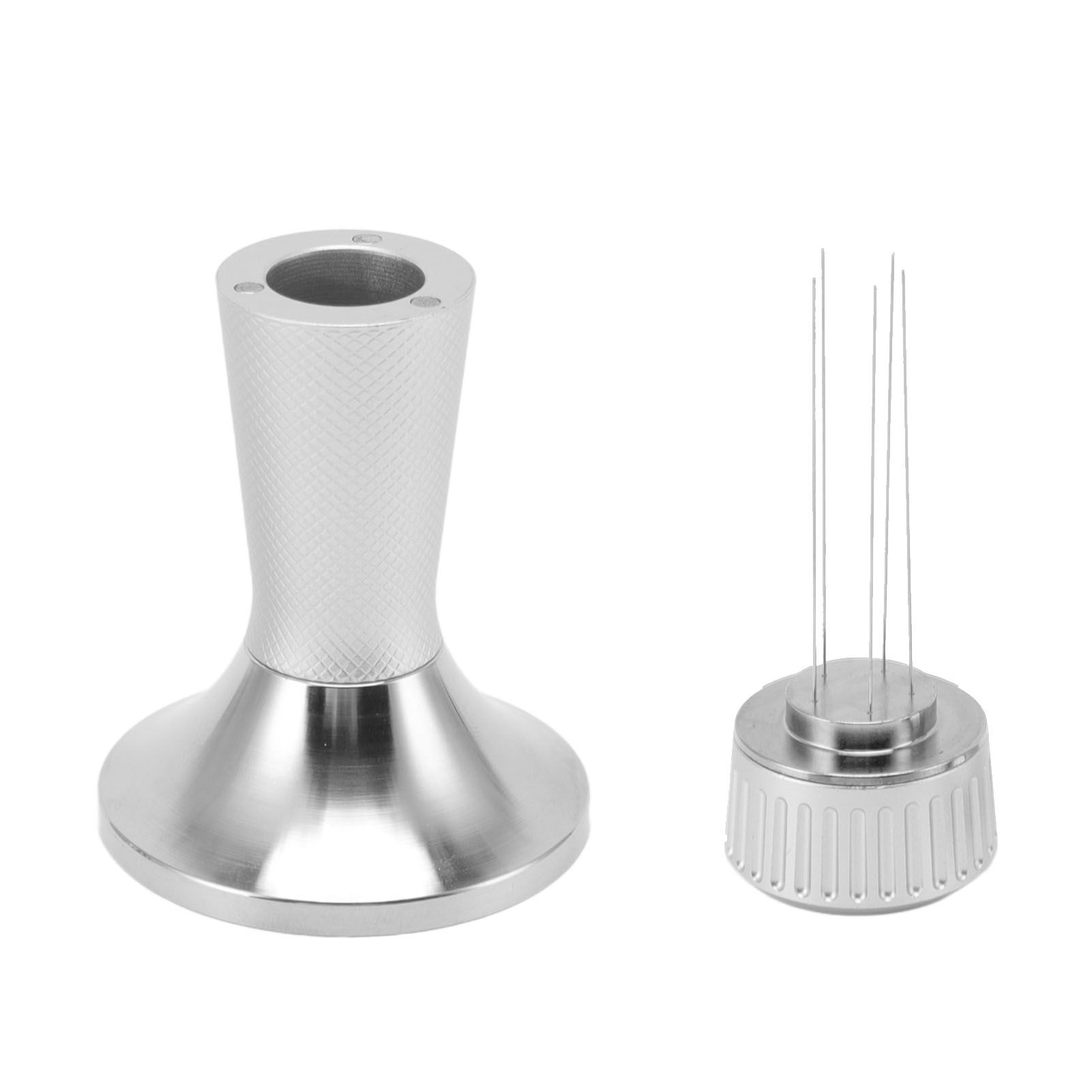 Coffee Tamper Stirrer Set Stainless Steel 2 in 1 58.3mm Coffee Tamper Distribution Needle for Kitchen Silver - Image 1
