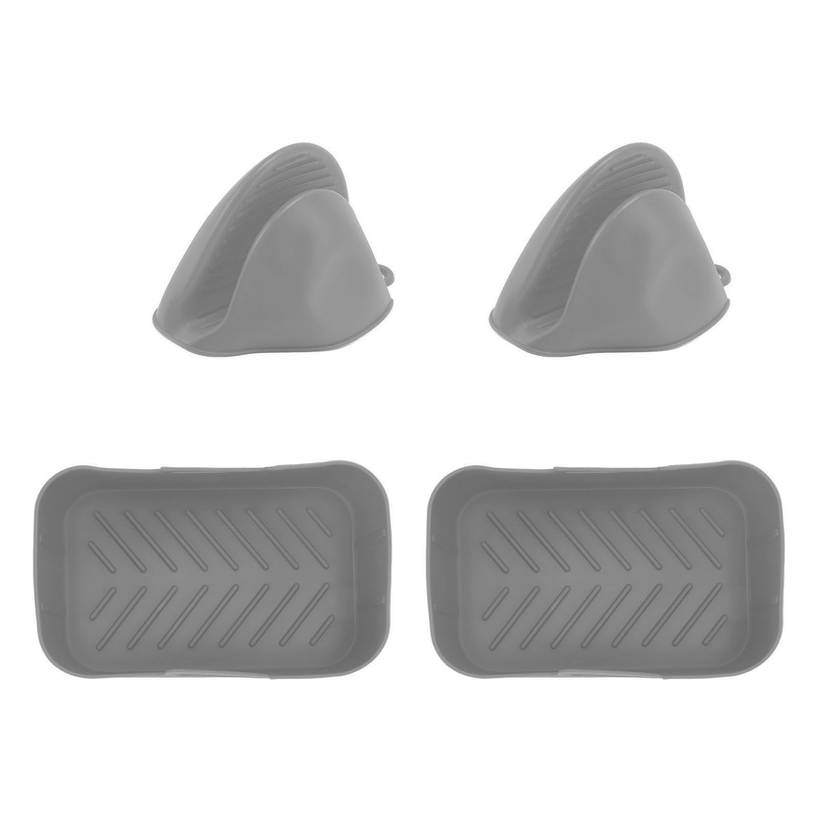 2Set Rectangular Fryer Silicone Pot Fryer Silicone Liners Rectangular Basket for Ninja DZ201 Foodi 8QT Grey - Image 3