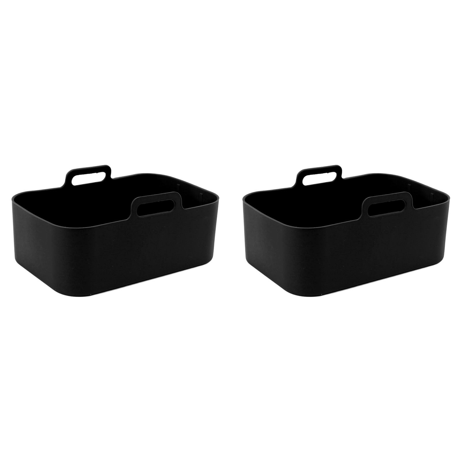 2 Sets Kitchen Fryer Silicone Basket and Mat Reusable Non Stick Rectangular Air Oven Accessories for Ninja DZ201 Foodi 8QT Black - Image 2