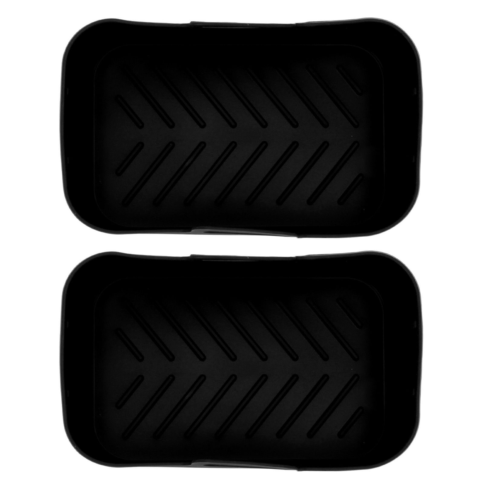2 Sets Kitchen Fryer Silicone Basket and Mat Reusable Non Stick Rectangular Air Oven Accessories for Ninja DZ201 Foodi 8QT Black - Image 5