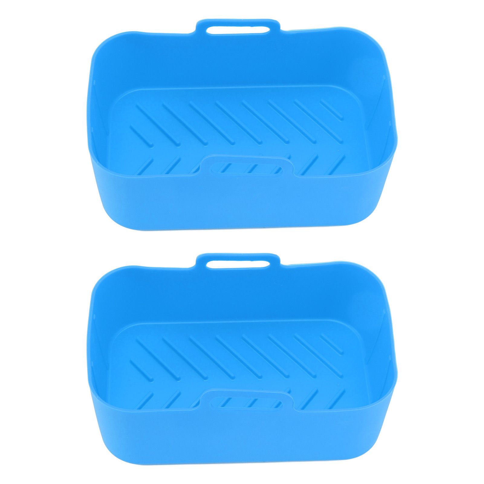 2 Sets Kitchen Fryer Silicone Basket and Mat Reusable Non Stick Rectangular Air Oven Accessories for Ninja DZ201 Foodi 8QT Blue - Image 3