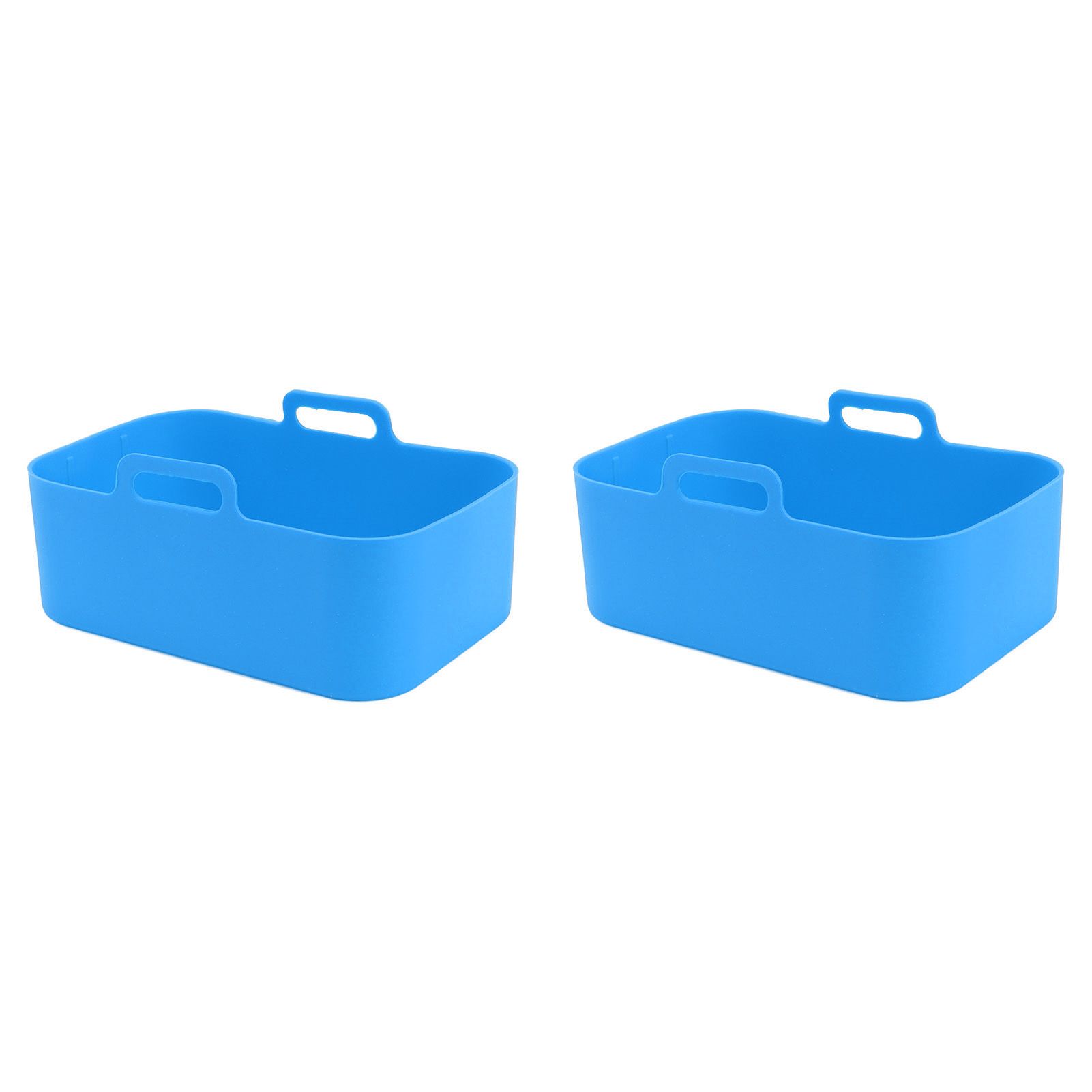 2 Sets Kitchen Fryer Silicone Basket and Mat Reusable Non Stick Rectangular Air Oven Accessories for Ninja DZ201 Foodi 8QT Blue - Image 4