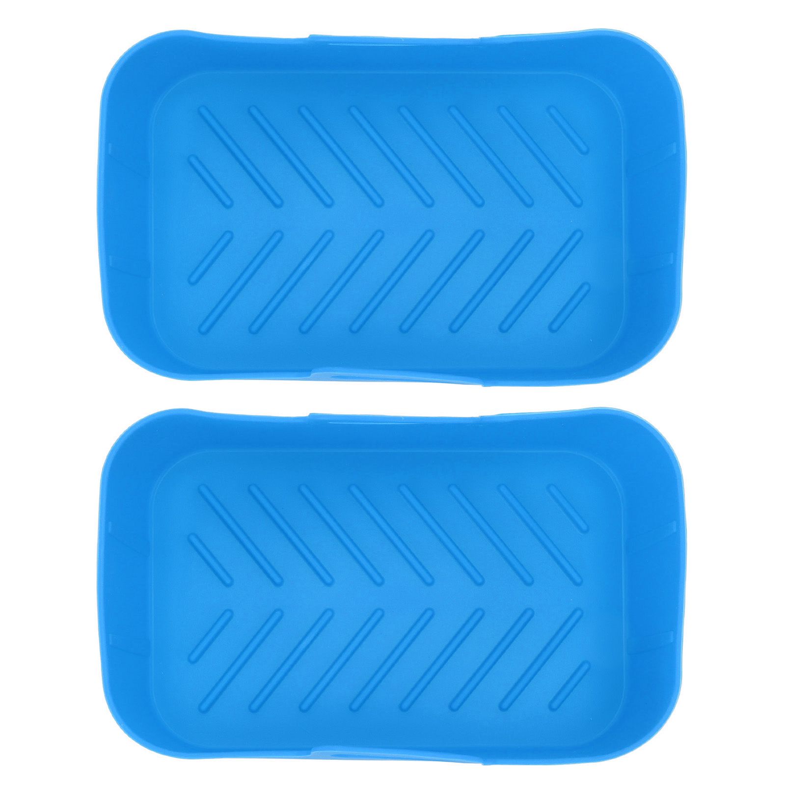 2 Sets Kitchen Fryer Silicone Basket and Mat Reusable Non Stick Rectangular Air Oven Accessories for Ninja DZ201 Foodi 8QT Blue - Image 5