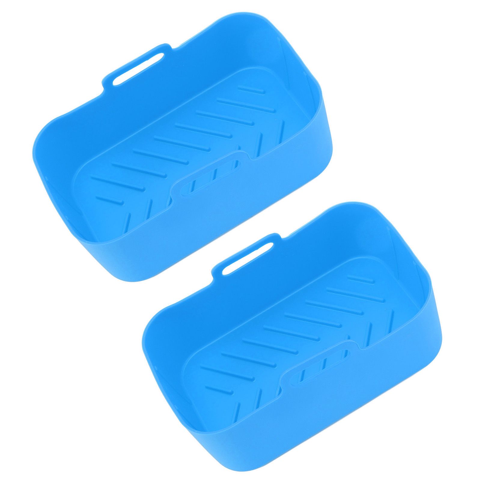 2 Sets Kitchen Fryer Silicone Basket and Mat Reusable Non Stick Rectangular Air Oven Accessories for Ninja DZ201 Foodi 8QT Blue - Image 8