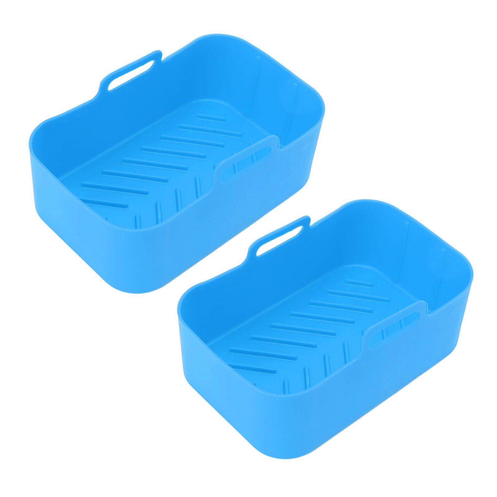2pcs Fryer Silicone Basket Nonstick High Temperature Resistanc Fryer Liner with Brush for Ninja DZ201 Foodi 8QT Blue - Image 2
