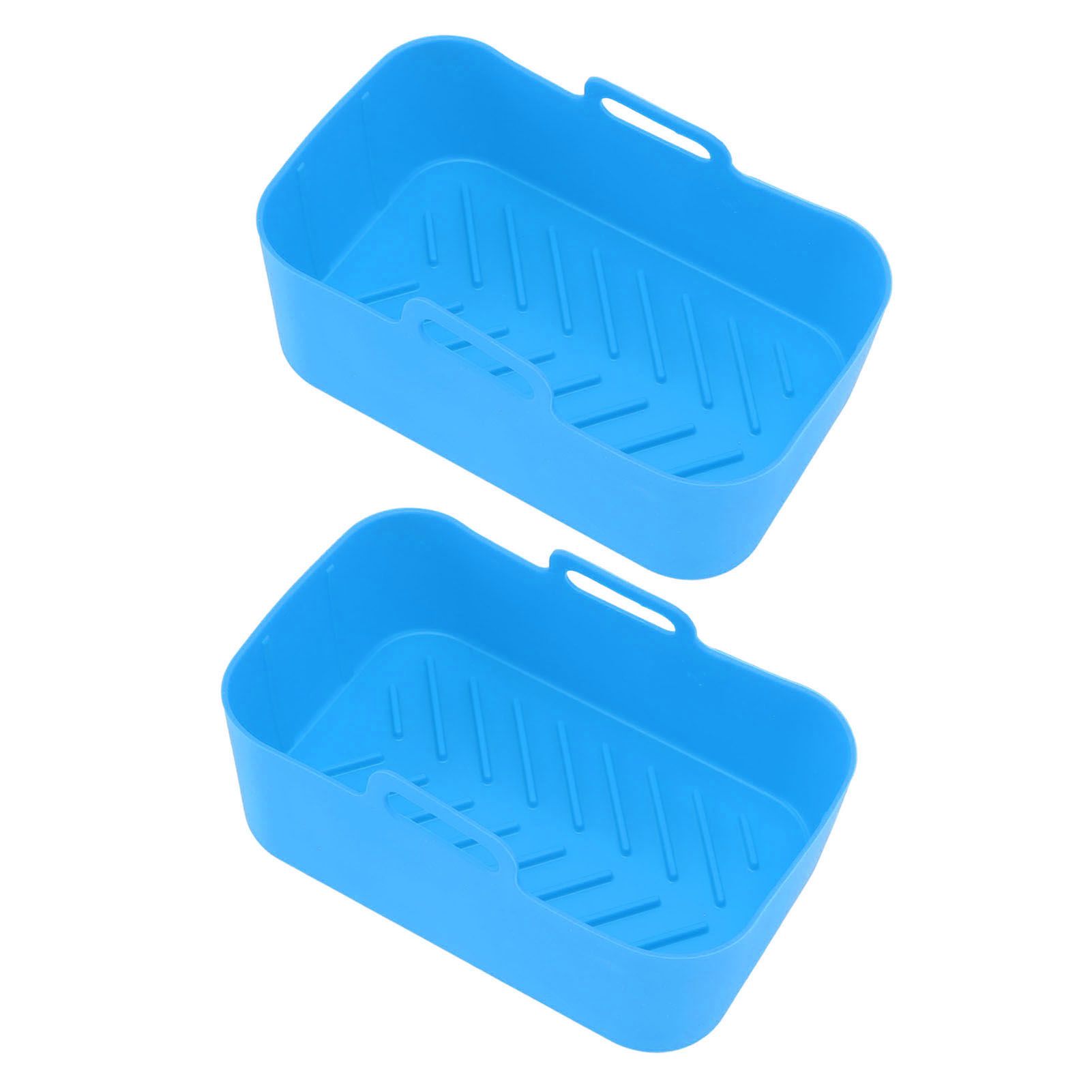 2pcs Fryer Silicone Basket Nonstick High Temperature Resistanc Fryer Liner with Brush for Ninja DZ201 Foodi 8QT Blue - Image 3