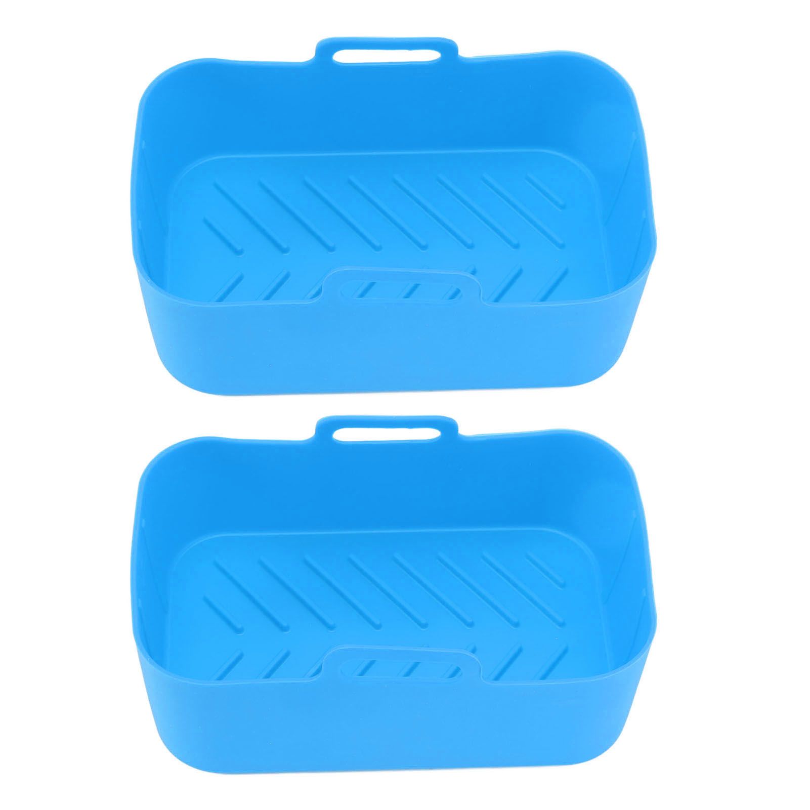 2pcs Fryer Silicone Basket Nonstick High Temperature Resistanc Fryer Liner with Brush for Ninja DZ201 Foodi 8QT Blue - Image 4