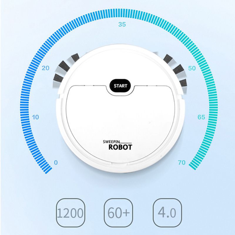 Robot Vacuum Cleaner USB Smart 3 In 1 Suction Sweeping Mopping Function Automatic Vacuum Cleaner for Small Apartments White - Image 3