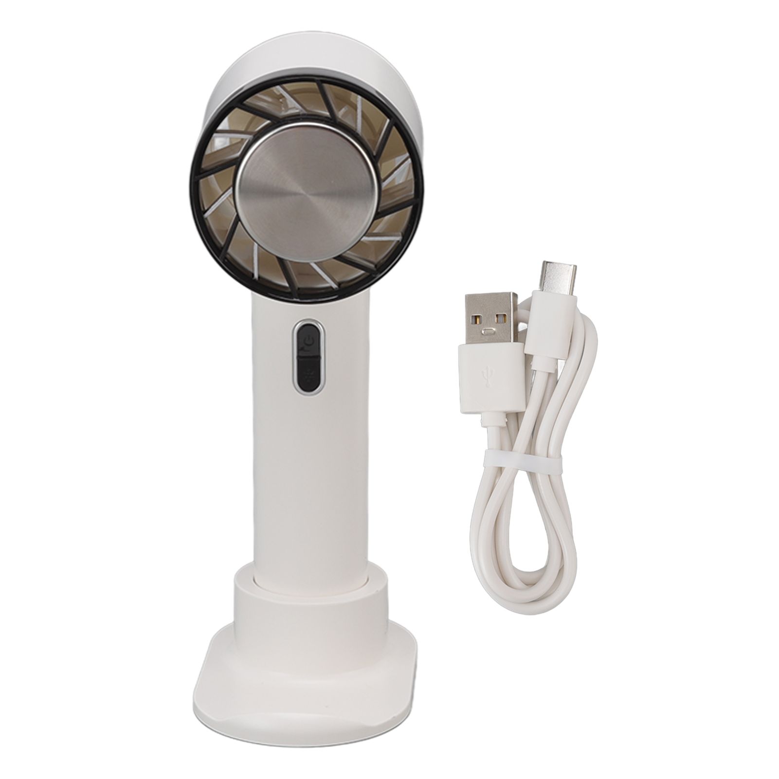 Hand Held Cooling Fan Portable USB Rechargeable Small Pocket Fan for Office Traveling White - Image 2