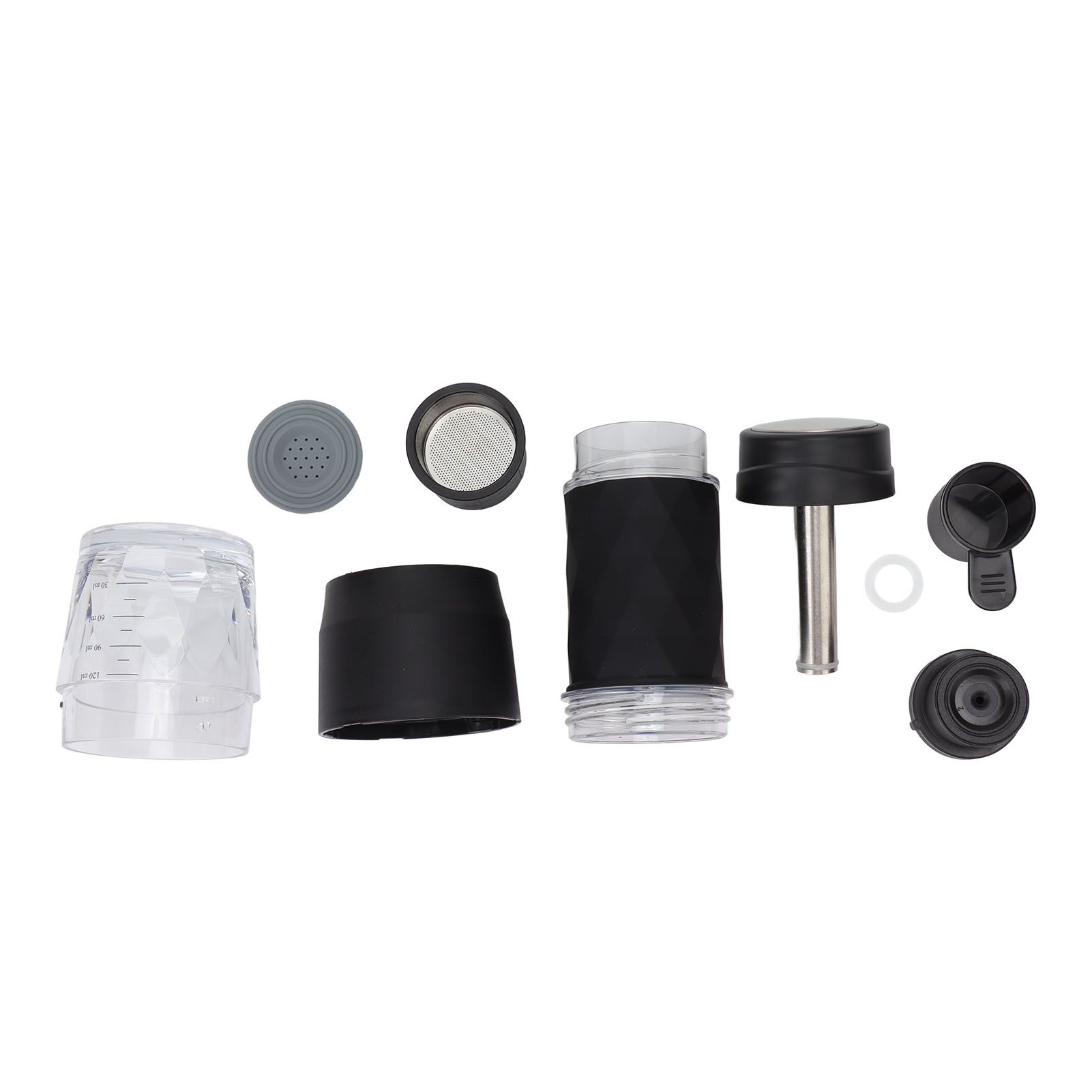 Maual Hand Coffee Maker Portable Travel Coffee Machine Compatible Ground Coffee and Coffee Capsule for Outdoor Black - Image 1