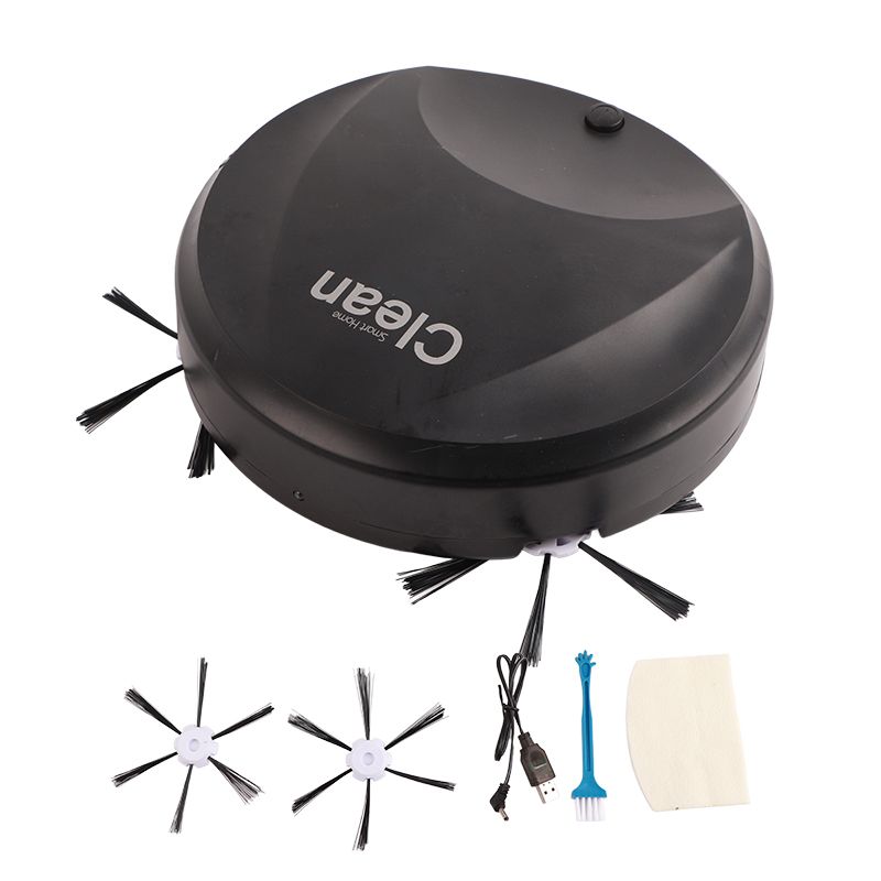 Robotic Vacuum Cleaner Smart Wireless Low Noise USB Charging Automatic Clean Robot for Sweeping and Mopping Black - Image 1