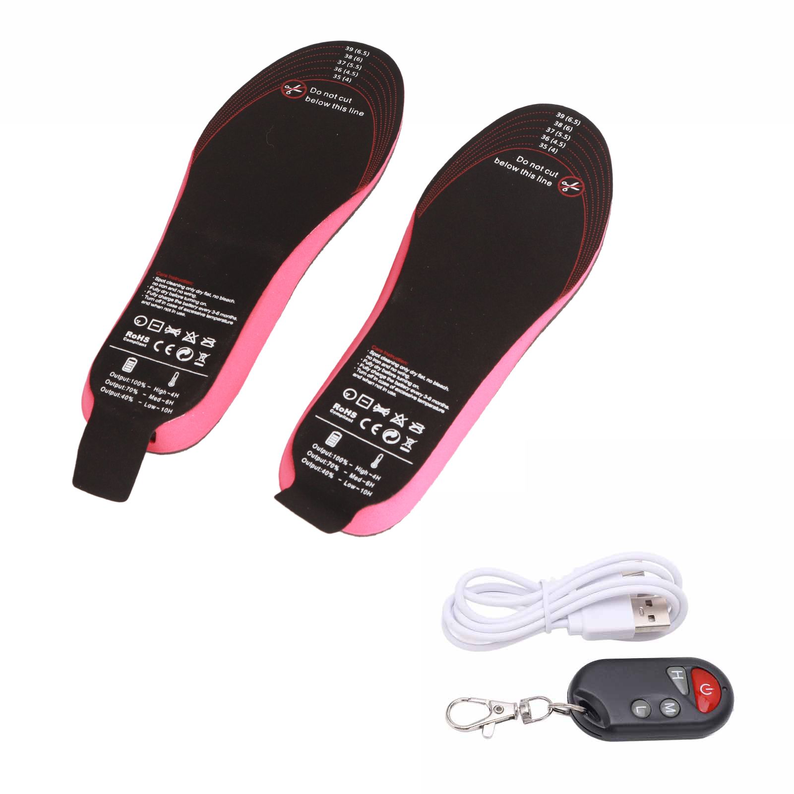 Heated Insoles DIY Cuttable Smart Remote Control USB Rechargeable Electric Heating Insoles for Men Women Outdoor Size 35‑40 - Image 6