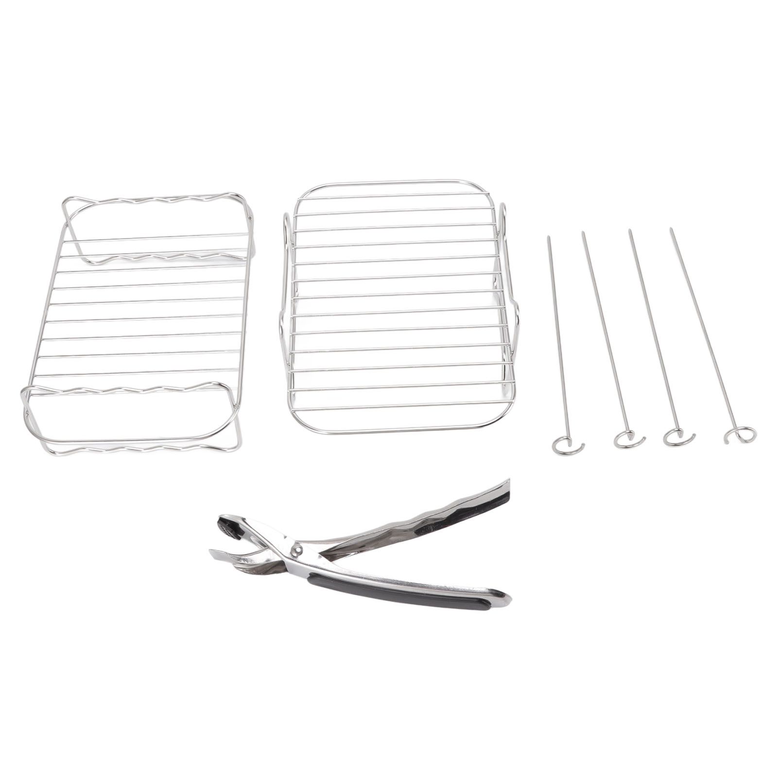 Fryer Rack Stainless Steel Skewer Rack Fryer Steaming Rack with Anti Scalding Clip Skewer for NINJA FOOD 8QT - Image 3