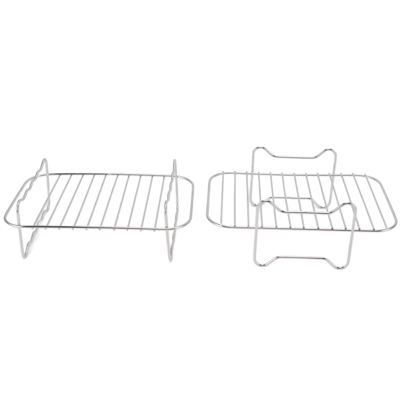 Fryer Rack Stainless Steel Skewer Rack Fryer Steaming Rack with Anti Scalding Clip Skewer for NINJA FOOD 8QT - Image 4