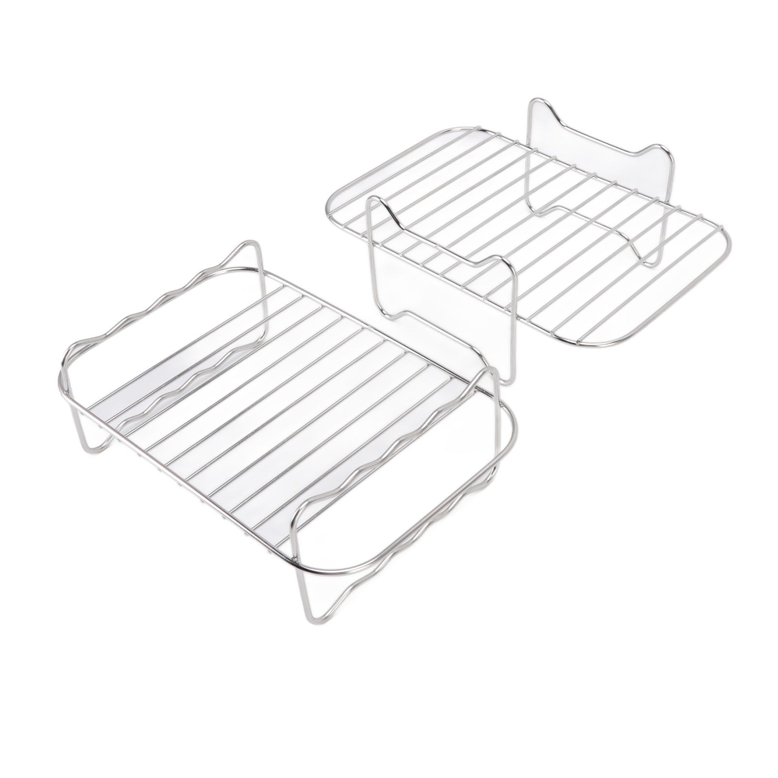 Fryer Rack Stainless Steel Skewer Rack Fryer Steaming Rack with Anti Scalding Clip Skewer for NINJA FOOD 8QT - Image 5