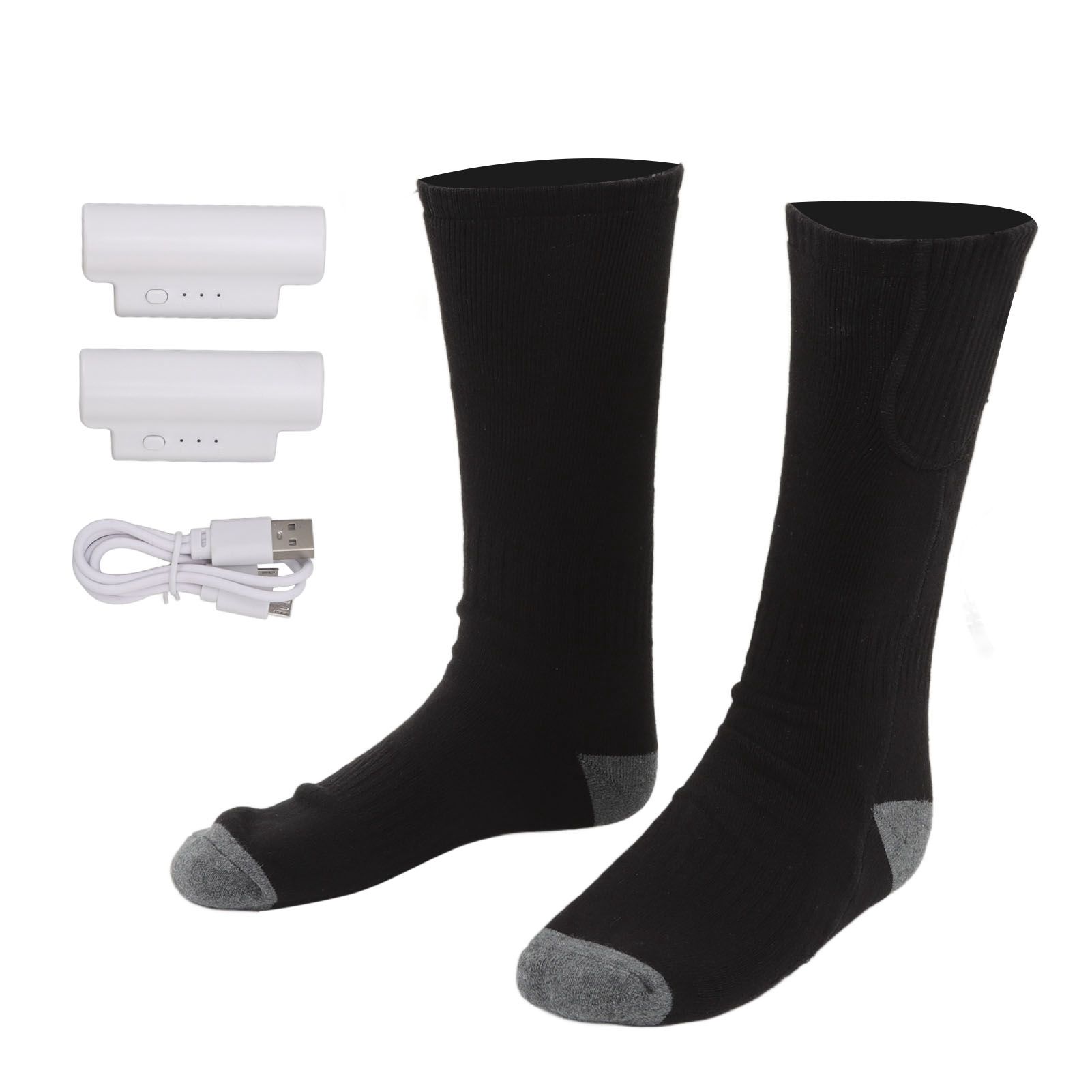 Smart Heating Socks Foot Thermal Electric Heated Stockings Winter Cold Resistant Electric Socks Black - Image 1