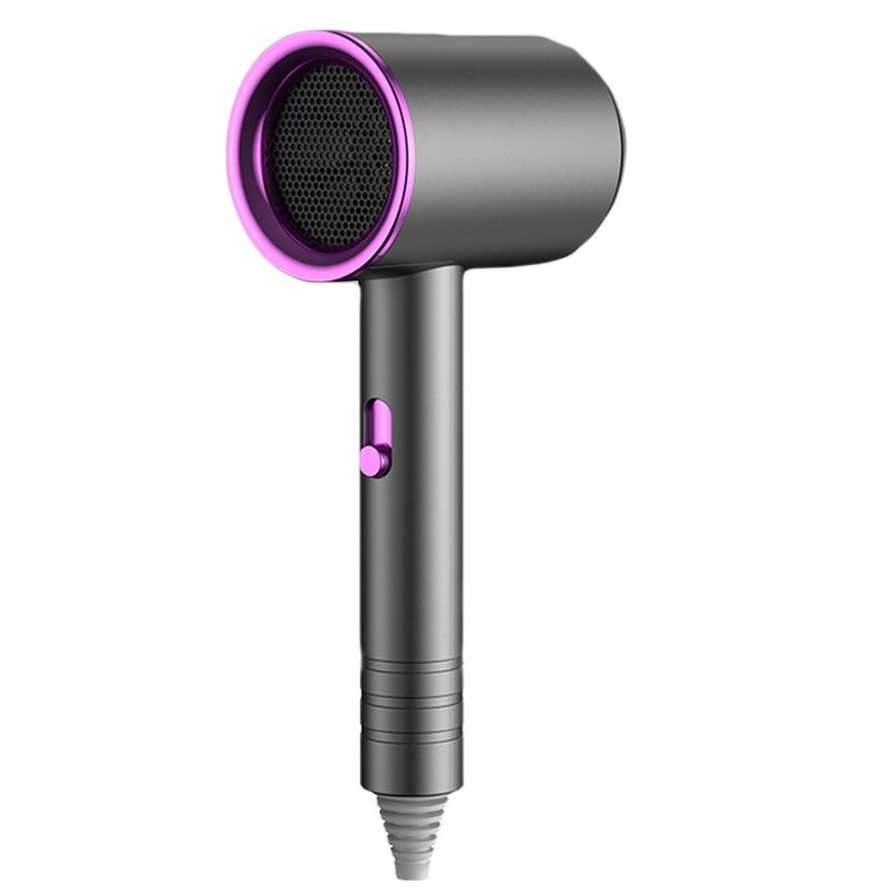 Hair Drier Mute 360 Degree Rotatable Nozzle Fast Drying ABS PP Portable Blow Dryer for Home Salon Gris avec lumière bleue - Image 1