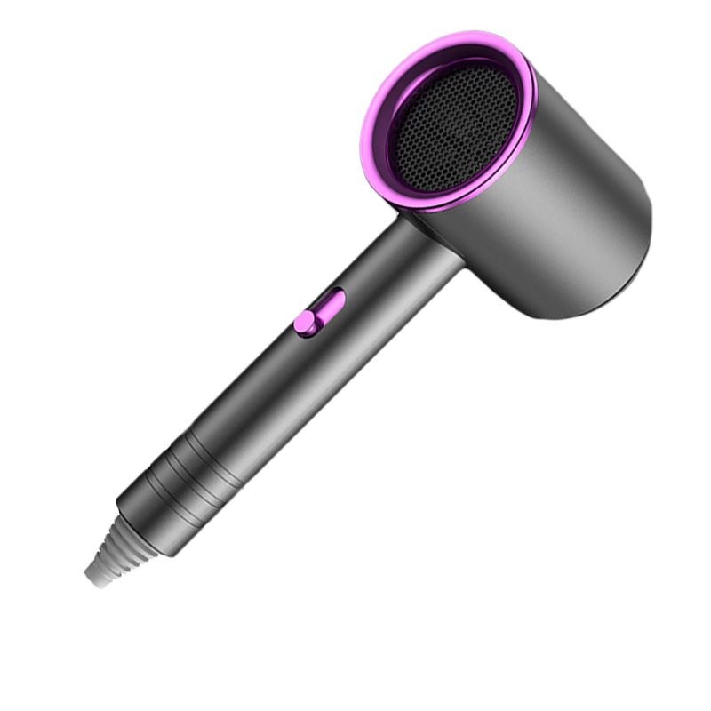 Hair Drier Mute 360 Degree Rotatable Nozzle Fast Drying ABS PP Portable Blow Dryer for Home Salon Gris avec lumière bleue - Image 2