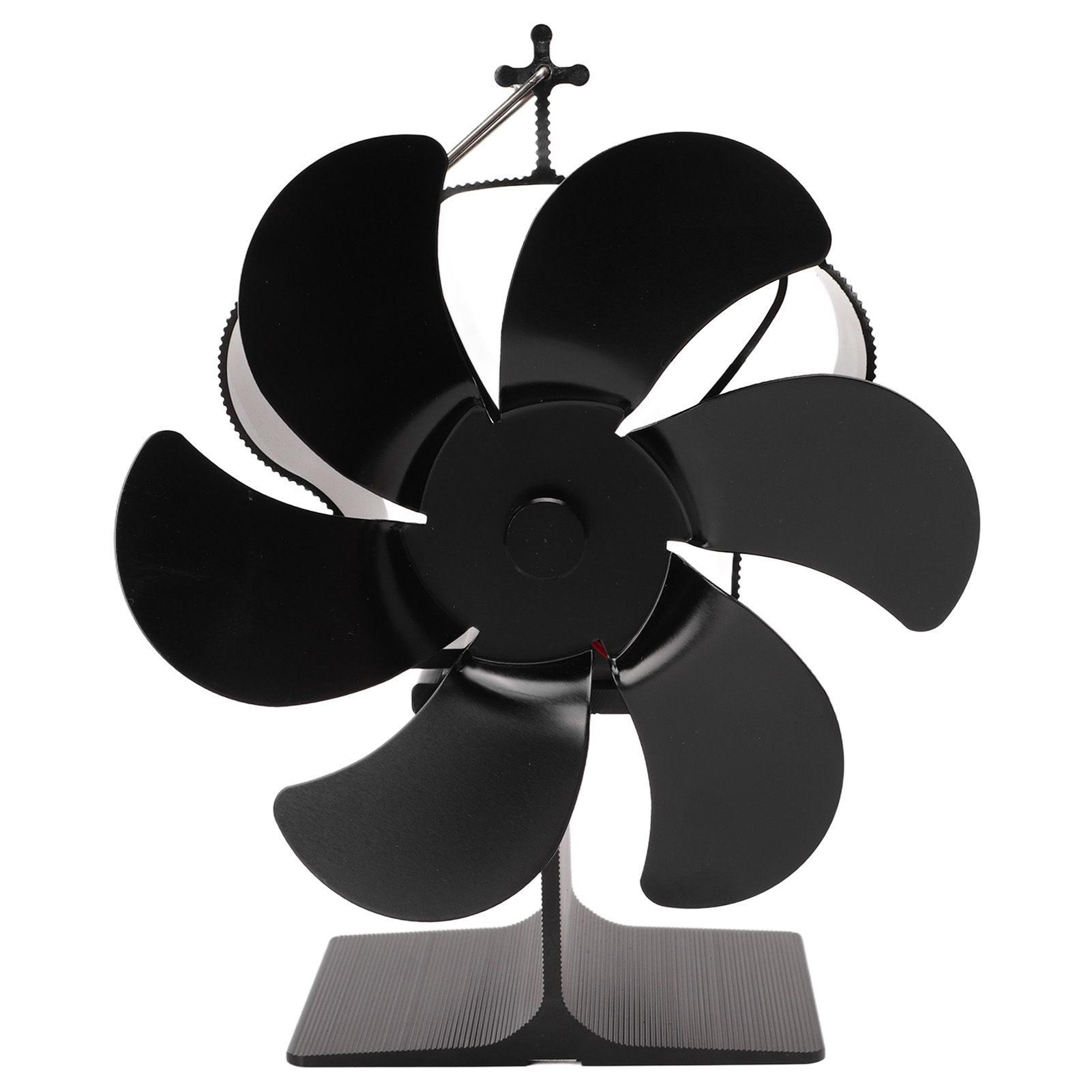 6 Blades Heat Powered Stove Fan Non Electric Self Starting Fireplace Fan High Temperature Resistant Fan Crown Black - Image 1