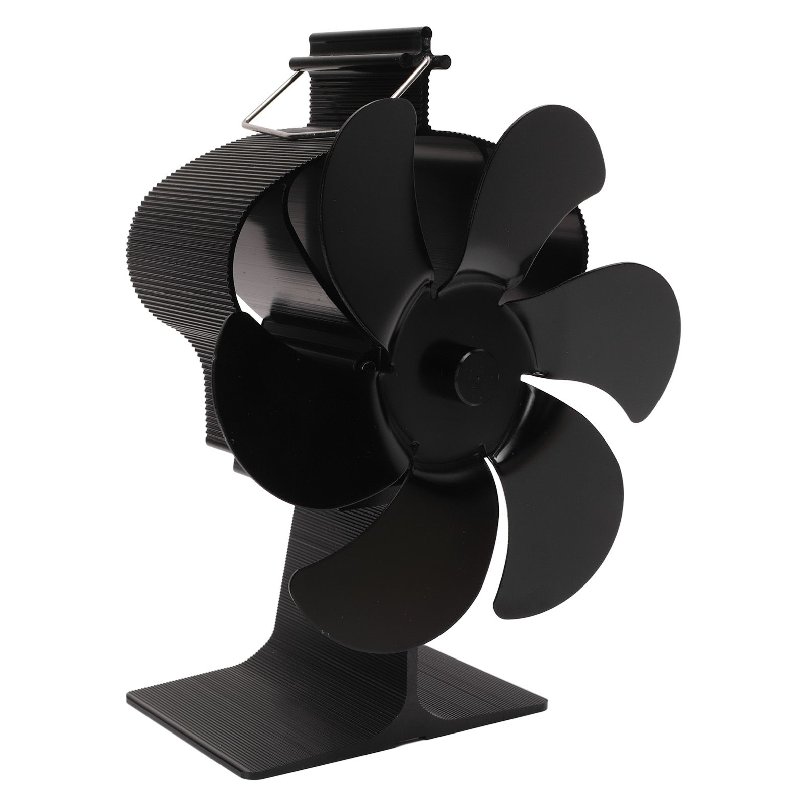 6 Blades Heat Powered Stove Fan Non Electric Self Starting Fireplace Fan High Temperature Resistant Fan Crown Black - Image 2