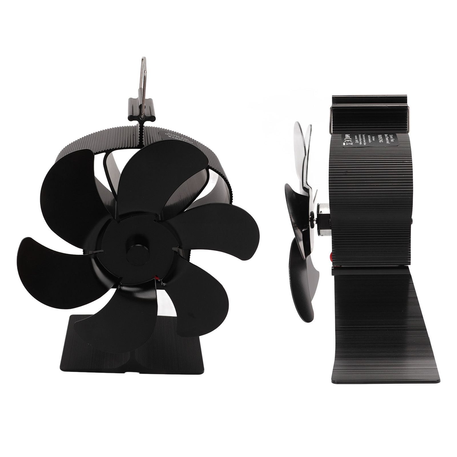 6 Blades Heat Powered Stove Fan Non Electric Self Starting Fireplace Fan High Temperature Resistant Fan Crown Black - Image 7