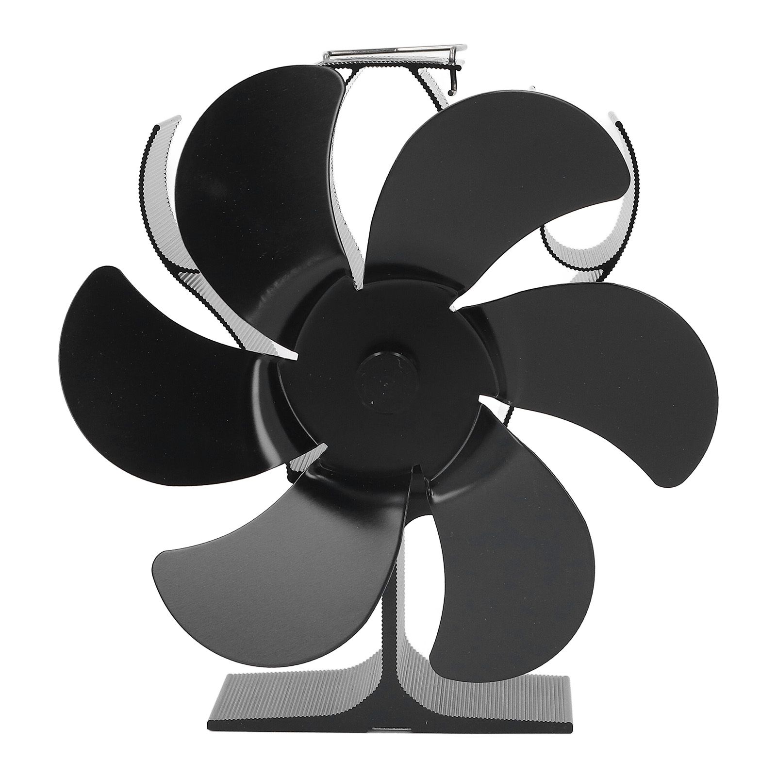 6 Blades Heat Powered Stove Fan High Temperature Resistance Self Starting Wood Burning Stove Fireplace Fan Black Diameter 152mm - Image 1