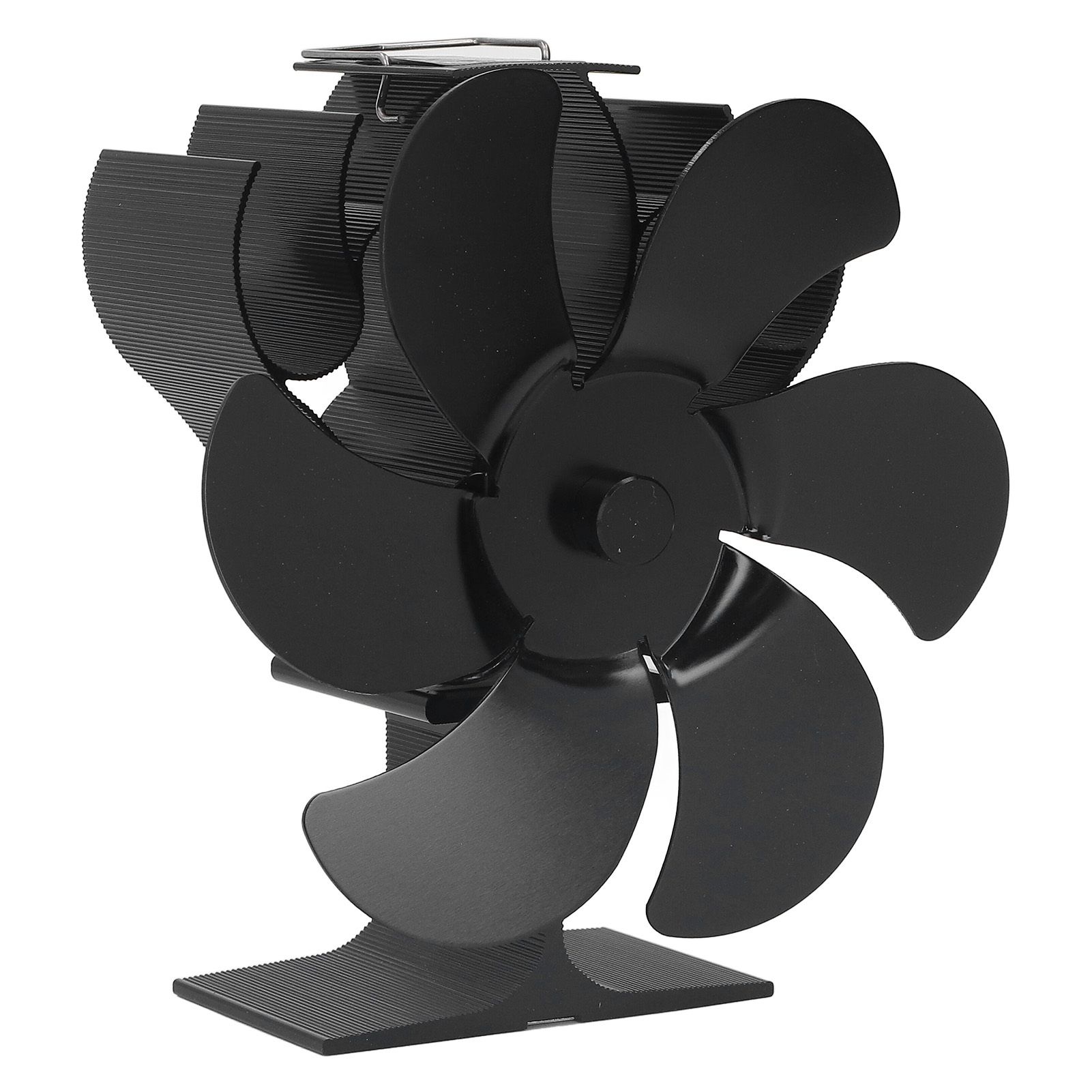 6 Blades Heat Powered Stove Fan High Temperature Resistance Self Starting Wood Burning Stove Fireplace Fan Black Diameter 152mm - Image 3