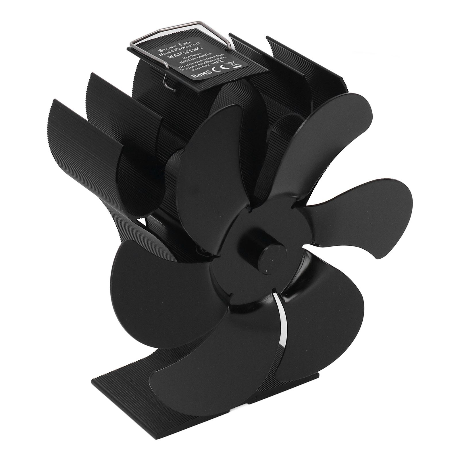 6 Blades Heat Powered Stove Fan High Temperature Resistance Self Starting Wood Burning Stove Fireplace Fan Black Diameter 152mm - Image 5