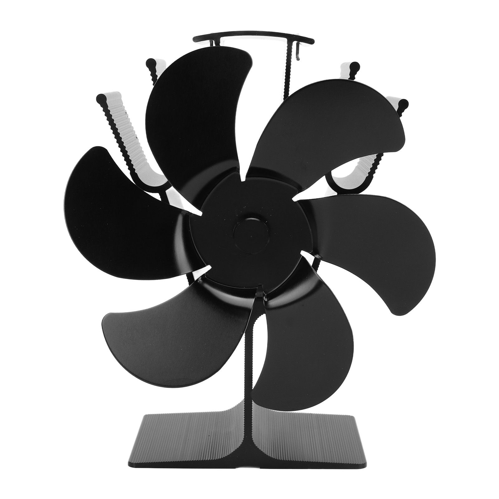 Heat Powered Fireplace Fan Non Electric Self Starting Stove Fan High Temperature Resistant Energy Saving Fan 6 Blades Black - Image 1
