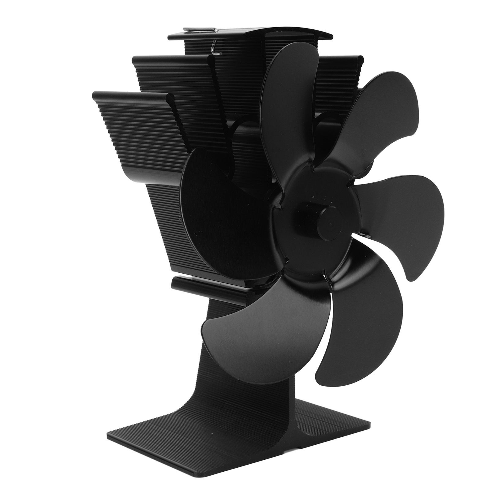Heat Powered Fireplace Fan Non Electric Self Starting Stove Fan High Temperature Resistant Energy Saving Fan 6 Blades Black - Image 2