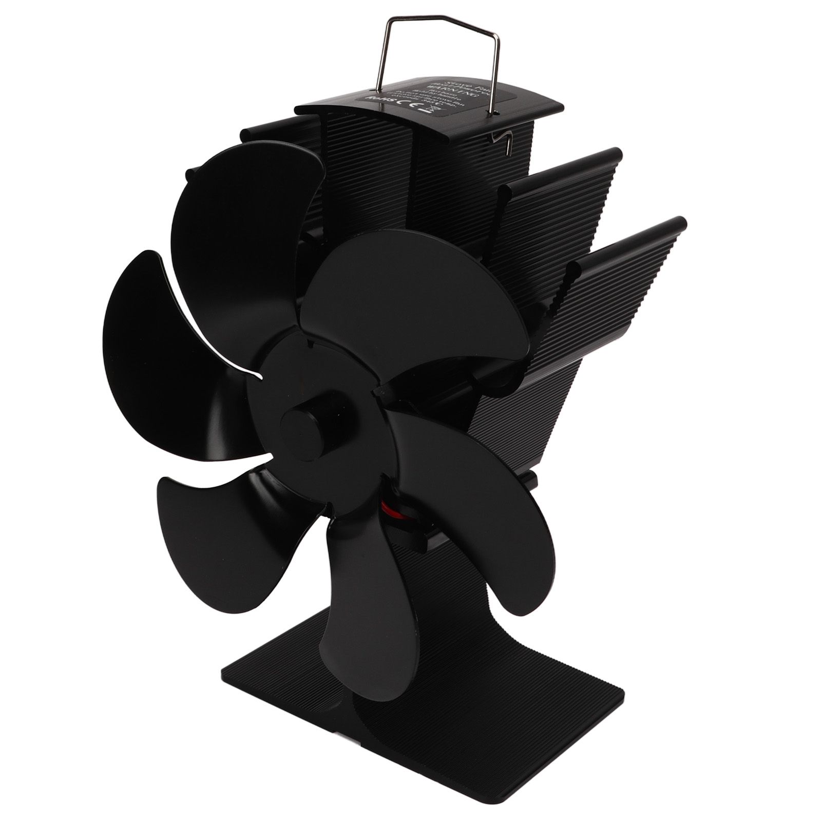 Heat Powered Fireplace Fan Non Electric Self Starting Stove Fan High Temperature Resistant Energy Saving Fan 6 Blades Black - Image 4