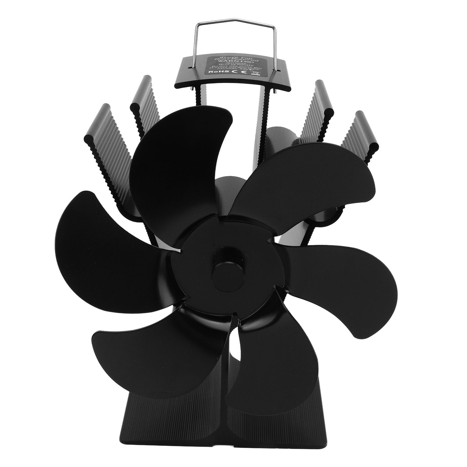 Heat Powered Fireplace Fan Non Electric Self Starting Stove Fan High Temperature Resistant Energy Saving Fan 6 Blades Black - Image 5